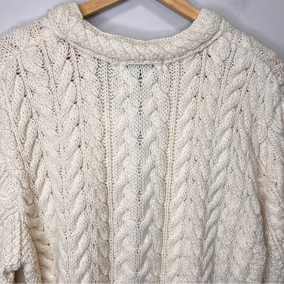 Aran Crafts 100% Merino Wool Natural Puffy Sleeve Sweater Size XL NWT - Picture 3 of 9